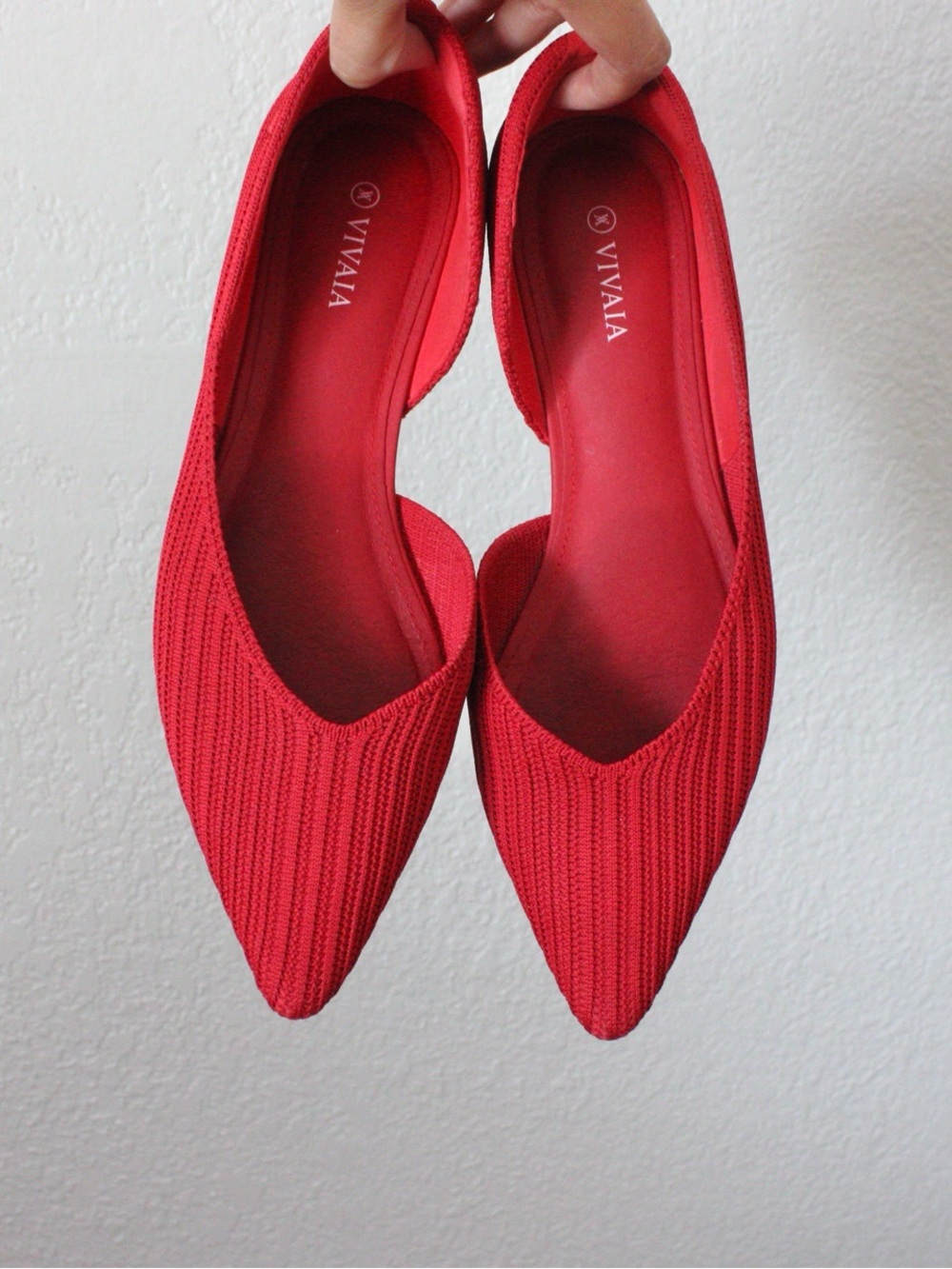 Vivaia Melia Pointed-Toe D’Orsay Flats Ruby Red